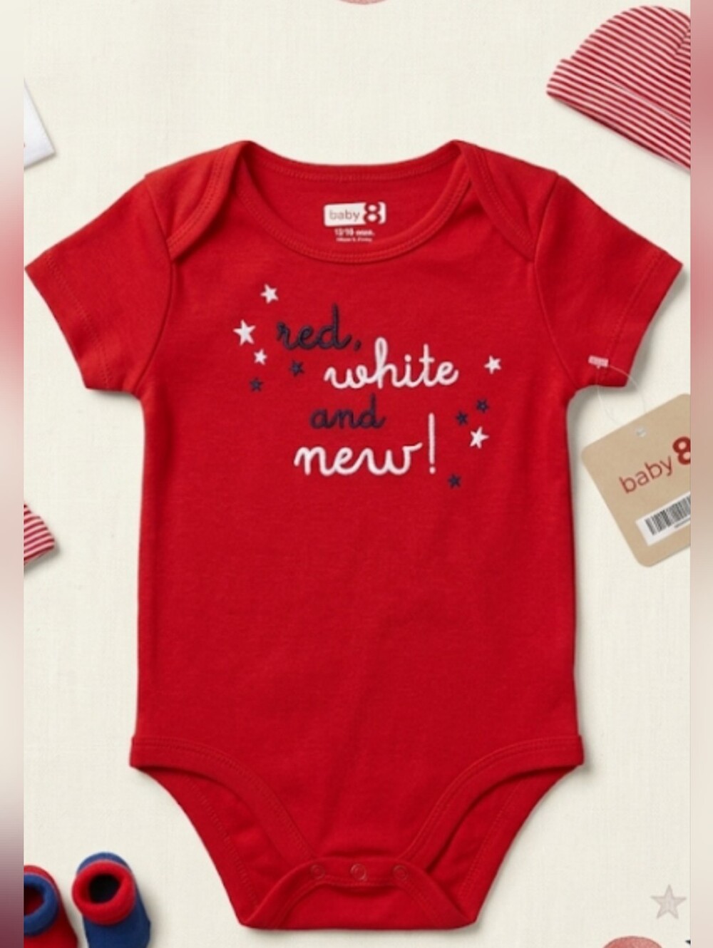 Red, White, and New! Patriotic Baby Onesie by Baby 8 | 🇺🇸2/$15 When You Bundle
